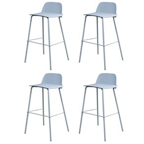 8 Kit 4 Banquetas Altas Hana RIvatti 89,50 cm -Altura- em PP Cinza Azulado e Base em Aco Pintada a Po